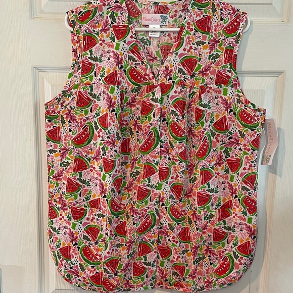 Moon Dance Tops - Moon Dance Size Medium Sleeveless V-Neck Watermelon Print Top - Pink/Red NWT